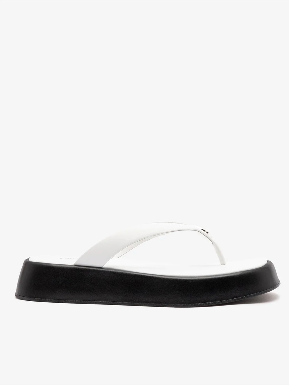 Larroudé Roxy Women’s White and Black Leather Platform Thong Sandals NIB 39 /9